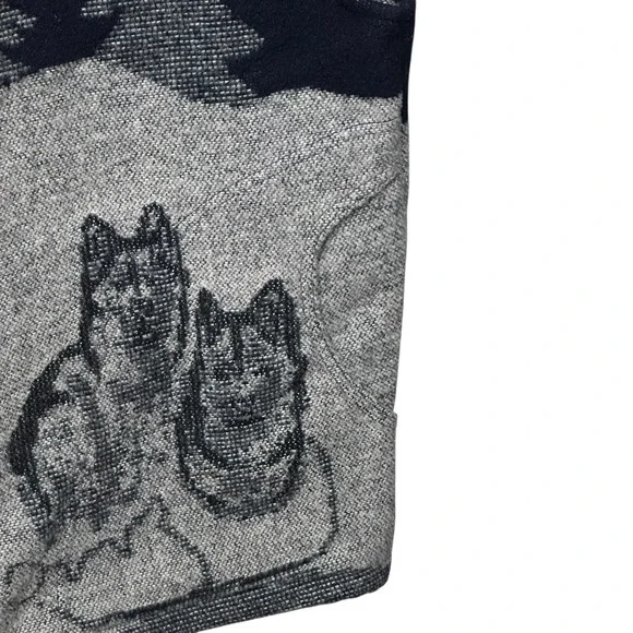 Vintage Wooded River Wool Blend Vest Mens XL Blue Grey Wolves Night Sky Gorpcore